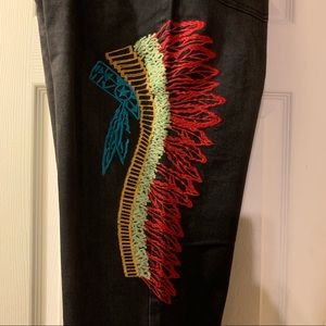 NWT L & B Boyfriend Jeans with Headdress Embroider